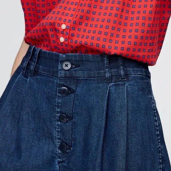 Gap × DÔEN High Rise Pleated Denim Trouser Shorts - Picture 5 of 5